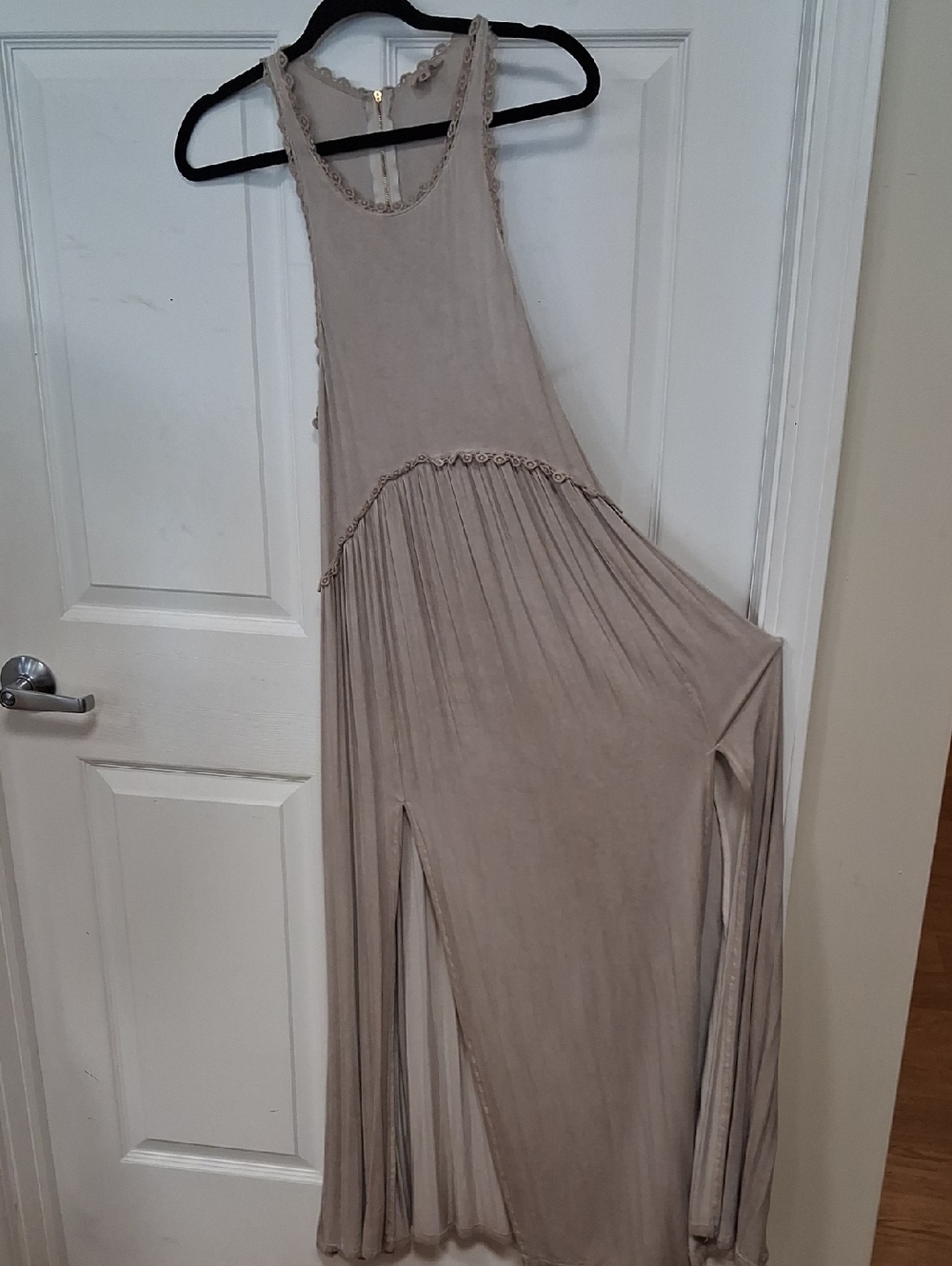 Boho Tan Grey Maxi Dress with Racerback